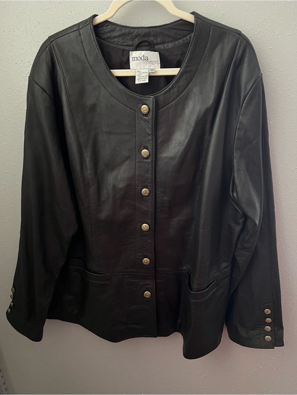 Moda Spiegel Classic Brown Leather Button Front Jacket with Gold Tone Buttons - Picture 1 of 12